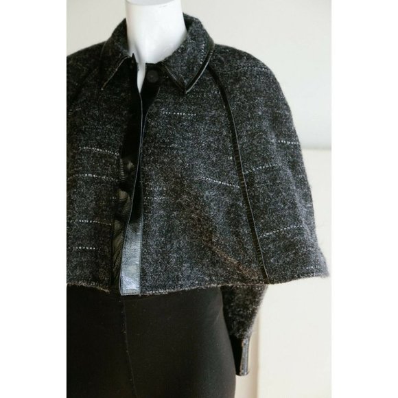 Adam Pluserve by Adam Lippes Dark grey Wool Blend Cape Jacket 8 - Picture 4 of 9